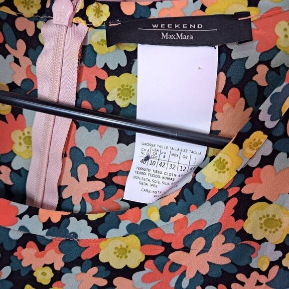 Weekend MaxMara Women's 100% Silk Floral Dress size 10 US - Picture 5 of 11